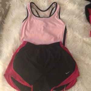 Nike running shorts and top dri fit